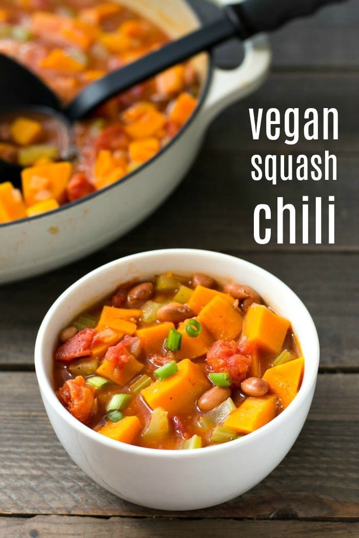 This vegan butternut squash chili is one of the best cozy dinner recipes for fall and winter. Get some extra veggies into your menu with this healthy vegan chili.